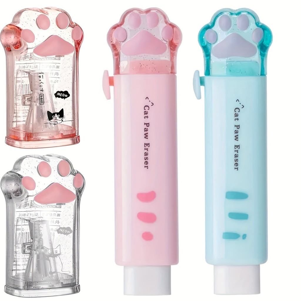 

4pcs Cute Stationery Set,Kawaii School Supplies, 2 Retractable Erasers And 2 Pencil Sharpeners,Kawaii Office School Supplies