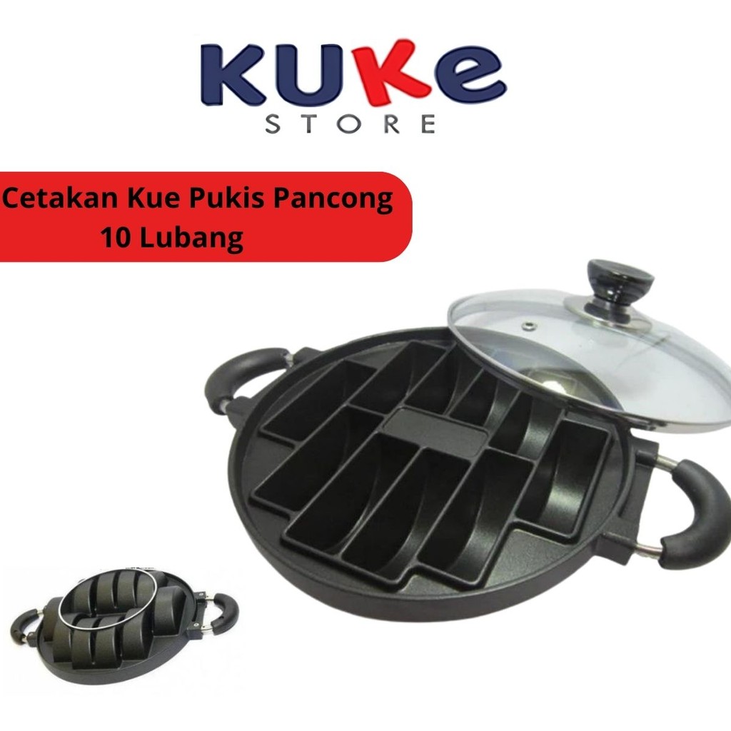 Cetakan Kue Pukis Pancong 10 Lubang Dengan Tutup Kaca / Cake Pan Maker Loyang Alat Pembuat Makanan R