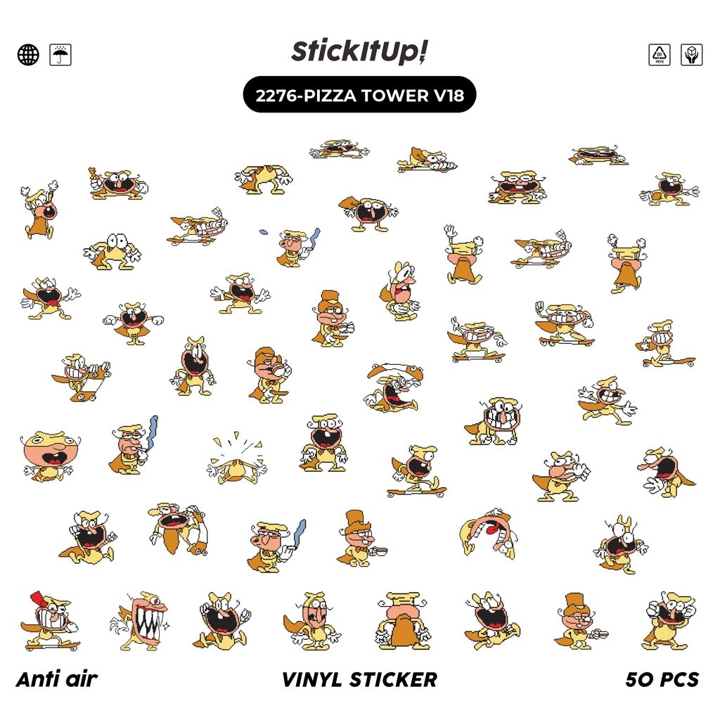 

COD✨ 50 Pcs Stiker PIZZA TOWER V18 Lucu Anti Air Untuk Dekorasi Notebook Sepeda Skateboard Handphone DIY