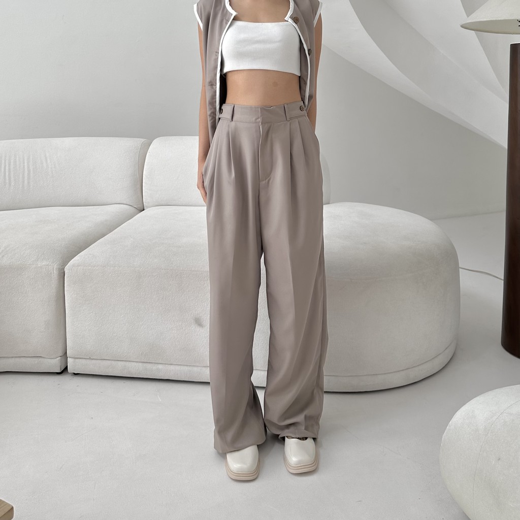 D3v OREO PANTS - Celana Panjang Wanita Long Straight Pants Highwaist Loose Cullote Pants Basic