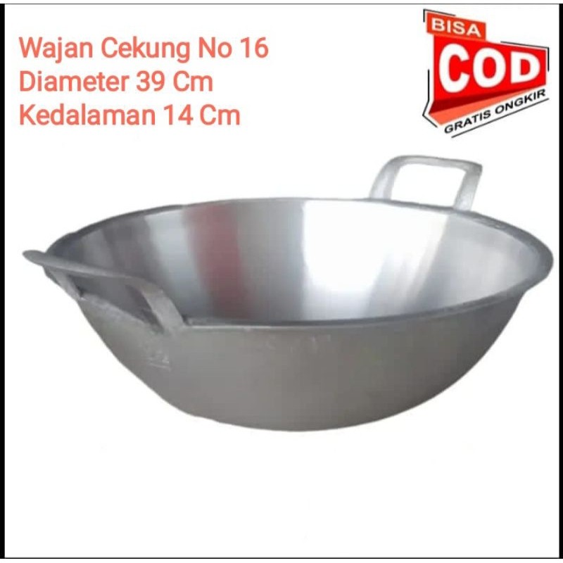 Wajan Cekung Aluminium No 16 Anti Lengket Tebal Anti Pecah