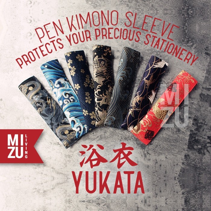 

BEST-Promo MIZU YUKATA Gold Pen Kimono Sleeve Pencil Case Fountain Pen Protector - BLUE WAVES