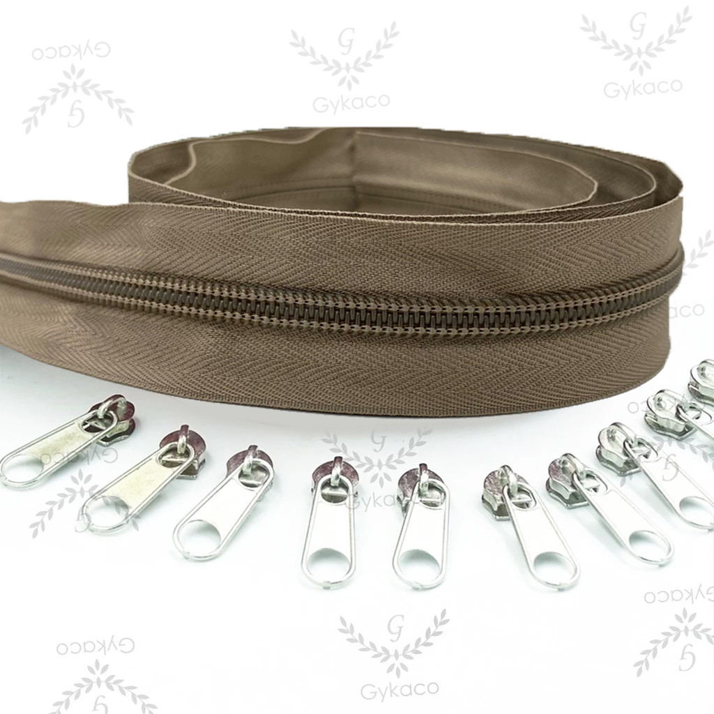 Accesories Tas Daun Resleting Nilon (2 Arah) PLASTIK VISLON No. 5 (294 Mocca) - Aksesoris (IMPORT)