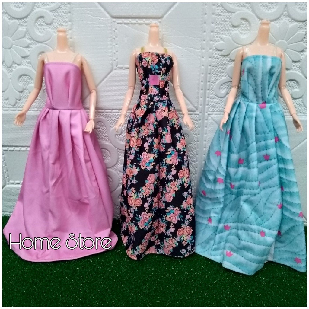 Baju Gaun Tekuk Tiga Pcs Baju Boneka Tekuk Mainan Koleksi Tekuk Aksesori Boneka Tekuk