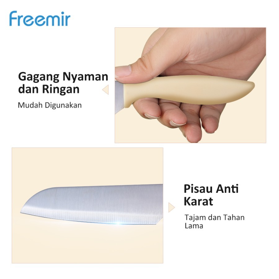 PISAU SET FREEMIR BEIGE FR13702 Pisau Satu Set Freemir 5pcs Krem FR13702