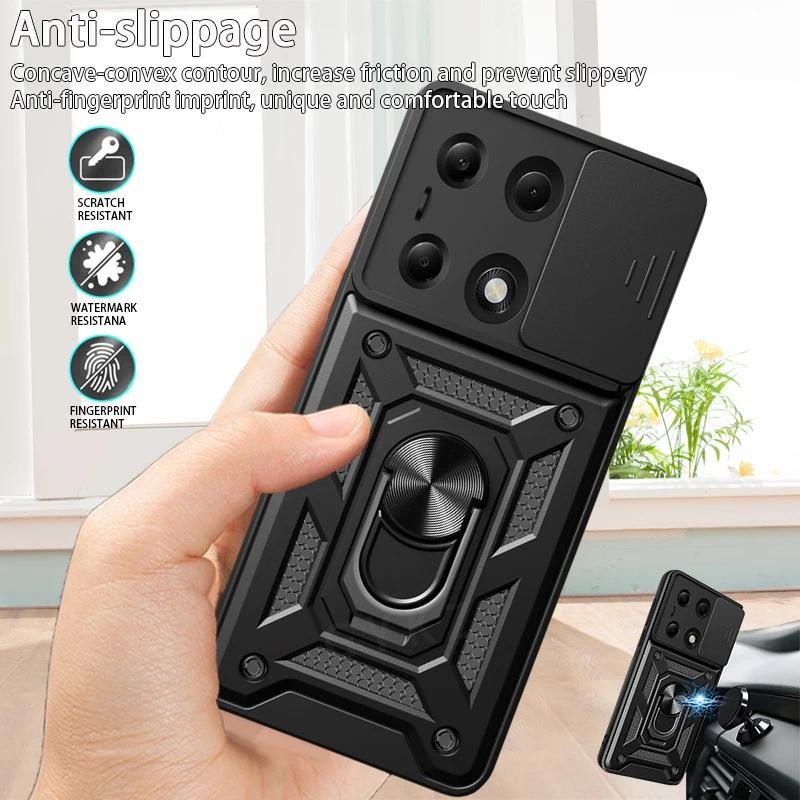 Casing HP Xiaomi Poco M6 Pro C85 Redmi 15C 15A Handphone Case Slide Camera Armor Ring Holder Handpho
