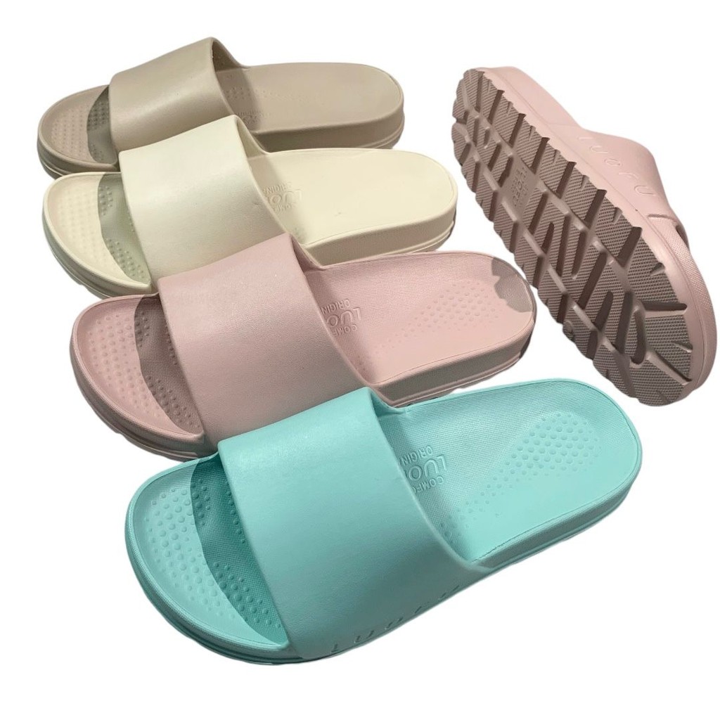 OS Luofu Sandal Selop Karet Polos Wanita Import Empuk E6223-BRW (G2)