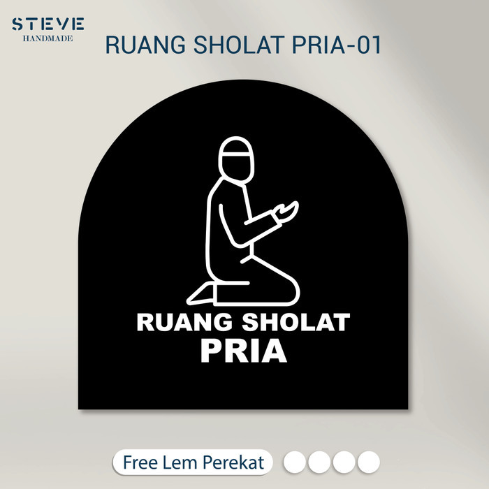 Sign Board Ruang Sholat Pria  | Papan Tanda Ruang Sholat Pria Label Akrilik Sign Board