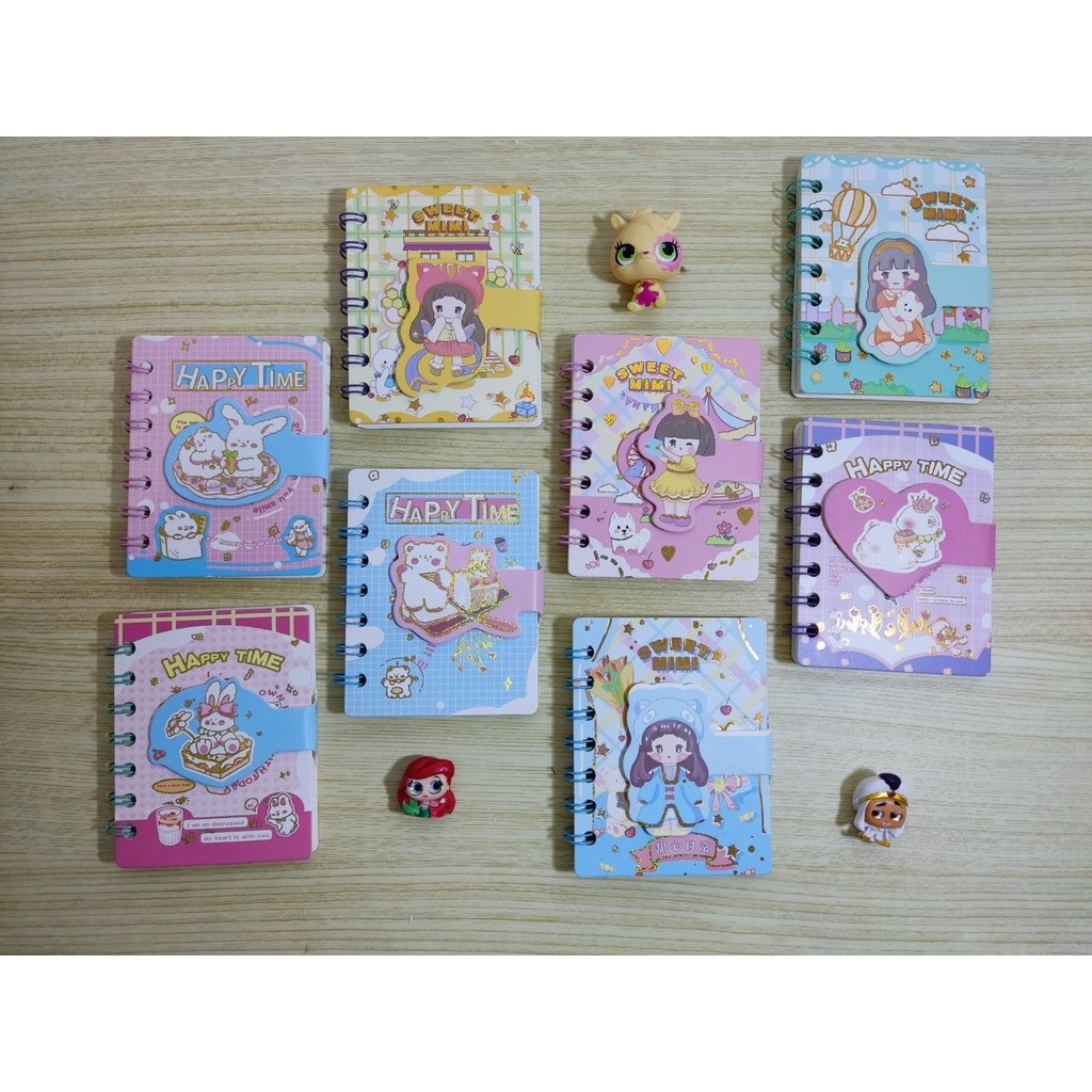 

GYBR Notebook Fancy Spiral A7 dengan velcro. Girl Rabbit Bear Series