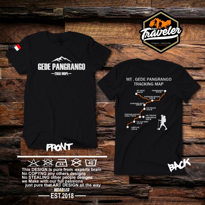 ✨TERLARIS - kaos pendaki gunung gede pangrango - Hitam, M