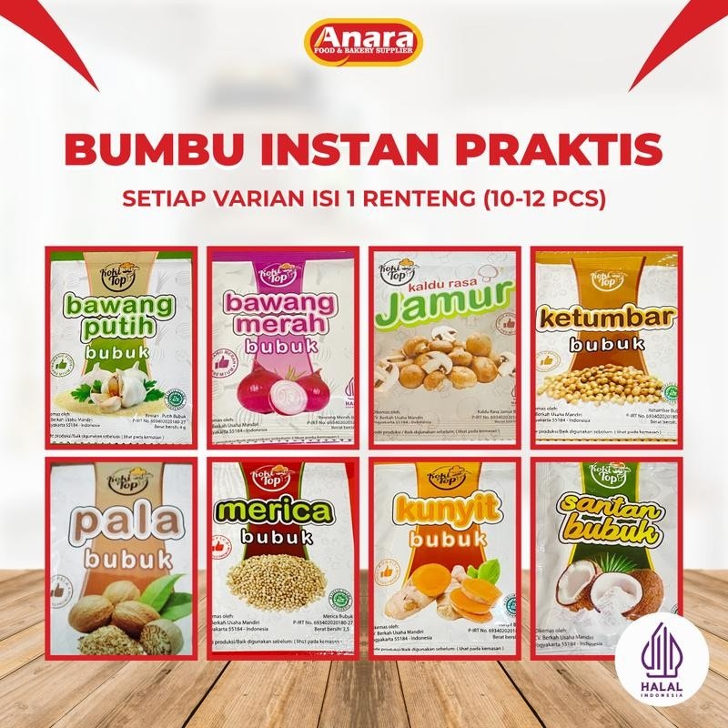 

Bumbu Instant Non-MSG Paket Lengkap Bawang Merah, Bawang Putih, Pala, Kunyit, Ketumbar, Kaldu Jamur, Santan Bubuk