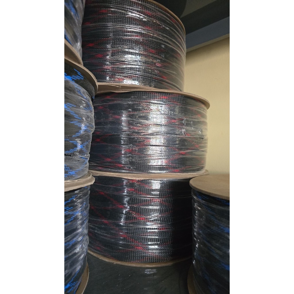 DC99 1Roll 1 Rol Kabel sleeve pet 14mm pelindung Kabel anti panas - Hitam Merah