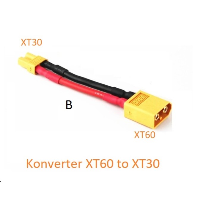 DC99 6cm Konektor Konverter XT60 to XT30 to XT60 16awg baterai RC - B. XT60-XT30