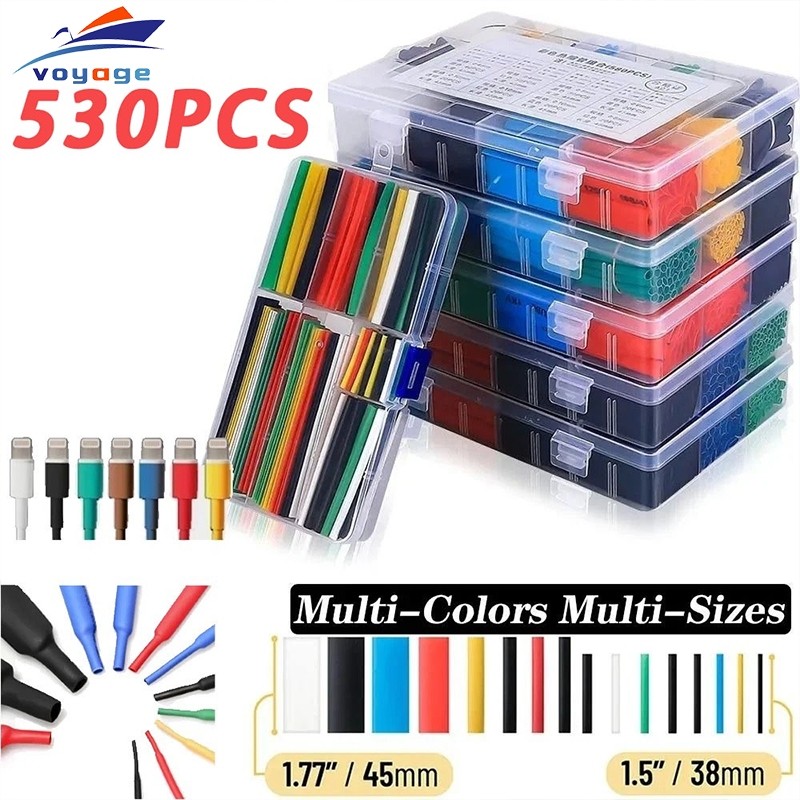 530pcs Set Kabel Bakar Heat Shrink Bahan Polyolefin Warna Warni /Heat Shrink Tube Selang Bakar Kabel