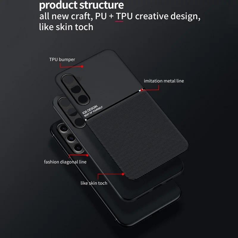 Casing HP Leather Criss-cross non-slip Texture Car Magnetic Case For Samsung Galaxy S24 S23 FE S22 S