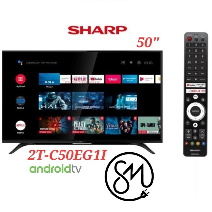 LED TV Sharp 50 inch 2T-C50EG1I Smart Android Digital 50EG1I Google