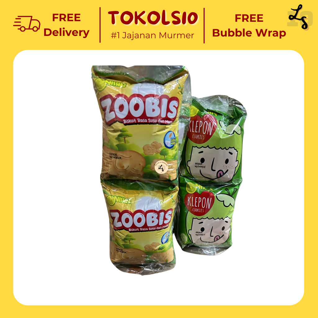 

Nissin Zoobis rasa Susu Madu/Klepon Cookies 1 Pack isi 10 pcs 30gr