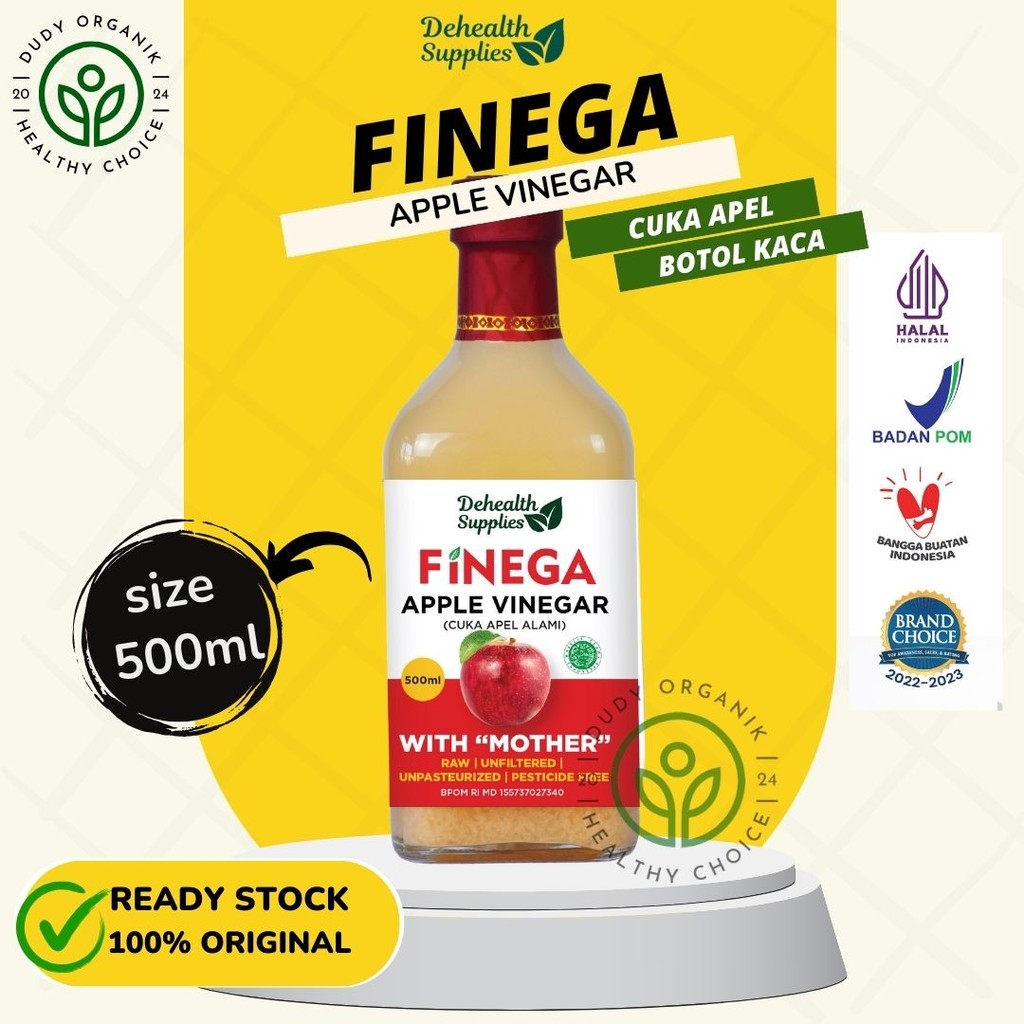 

Finega DeHealth Apple Vinegar/ Cuka Apel Alami - Botol Kaca 500 ml