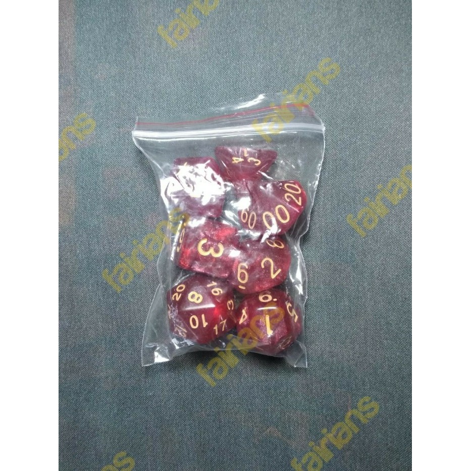 Dadu/Dice DND Polyhedral set isi 7 (Pearl Red)