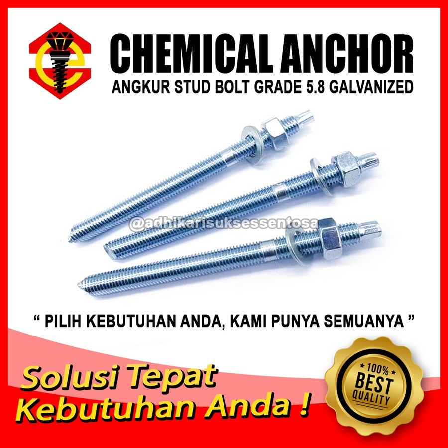 CHEMICAL ANGKUR M16x190 / STUD BOLT 16 MM / CHEMICAL ANCHOR GRADE 5.8 M16