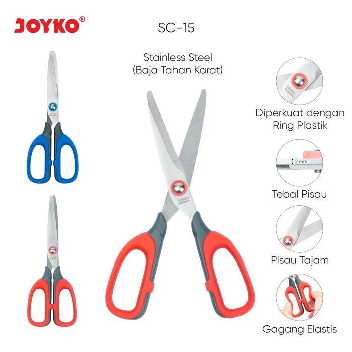 

TERLARIS! Scissors / Gunting Joyko SC-15 Pegangan Elastis