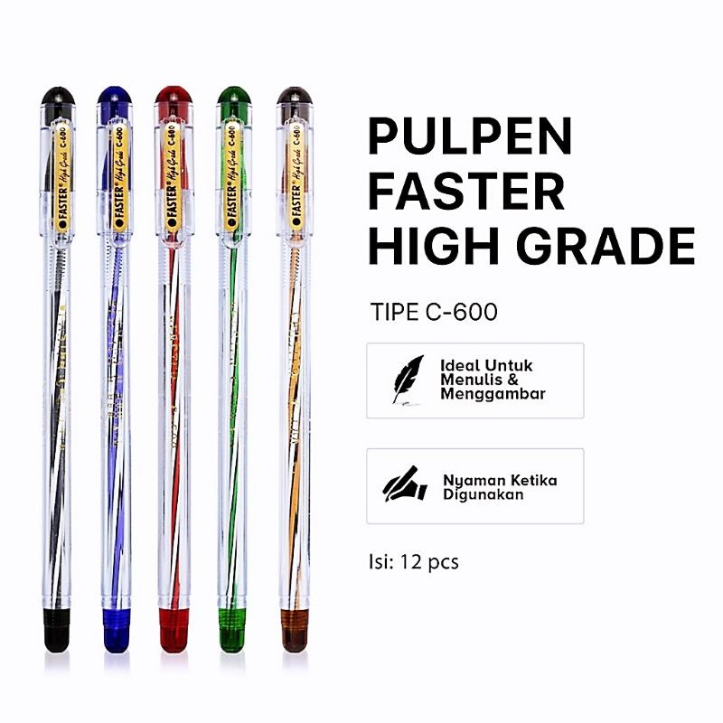 

Dalingshop Pulpen Faster C600 Hitam Biru Merah, Pen Faster High Grade C600 (1 Buah)