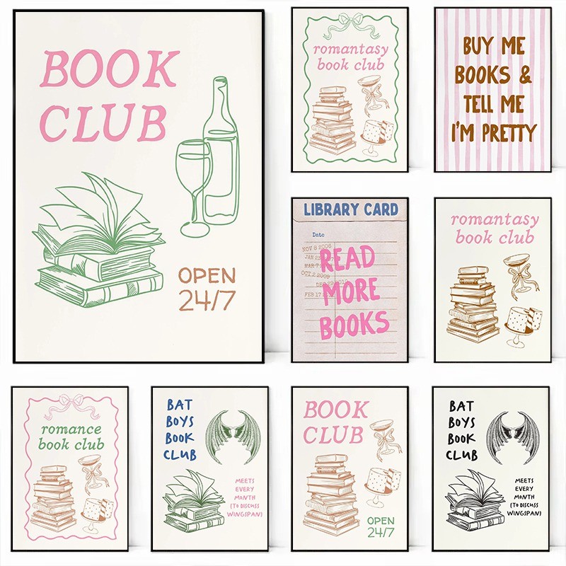 

Book Lover Wall Art Canvas Print Vintage Library Card Reading Nook Decor Inspirational Bookish Posters for Classroom Home Decor