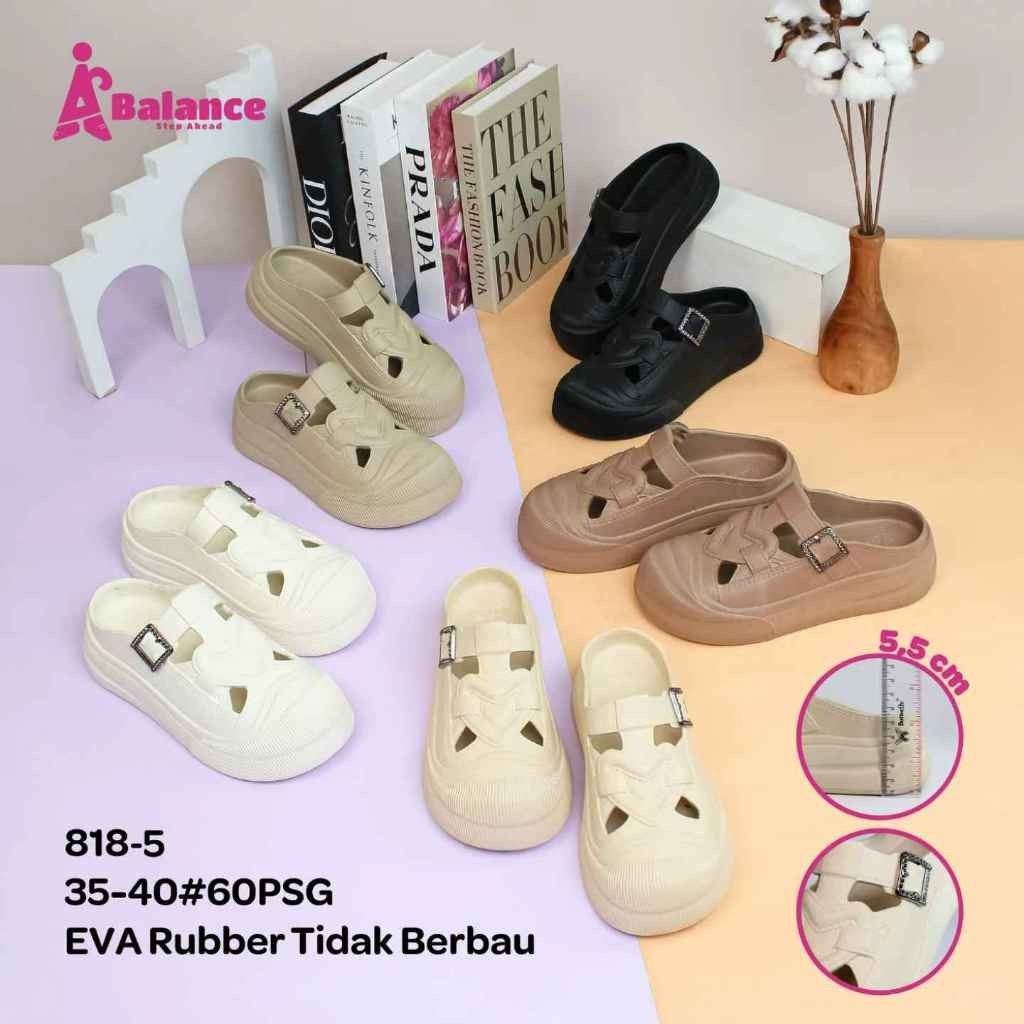 Sandal Slop Wanita Wedges Jelly Karet Korean Style | Sepatu Slip On Kerja Ringan 818-5