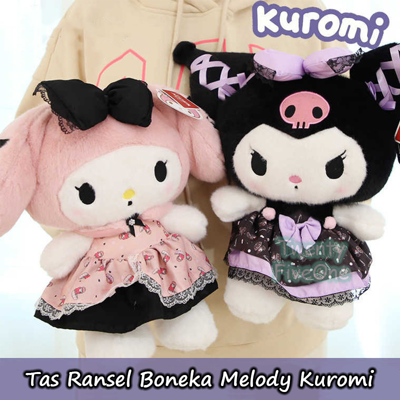 Tas Ransel Boneka Melody Kuromi Backpack Doll Melody Kuromi Tas Ransel Boneka Princess Melody Kuromi
