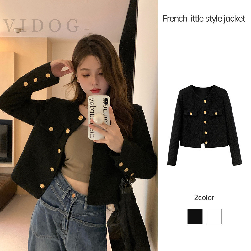 Wanita Temperamen Elegan Temperamen Wanita Serbaguna Jaket Pendek Gaya Prancis Gaya Prancis