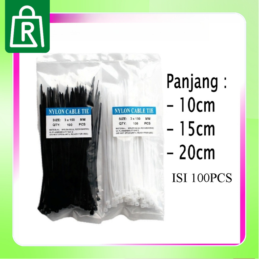 

Cable Ties Kabel Ties Kabel Tis 10cm 15cm 20cm Hitam Putih Isi 100 pcs Pengikat Kabel R917