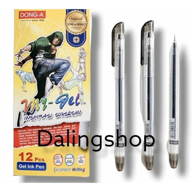 Dalingshop Pen [ECER 1 BH] / Gel Pen My Gel Dong-A korea Hitam Biru Merah / Pen Gel Dong A Pulpen Ge