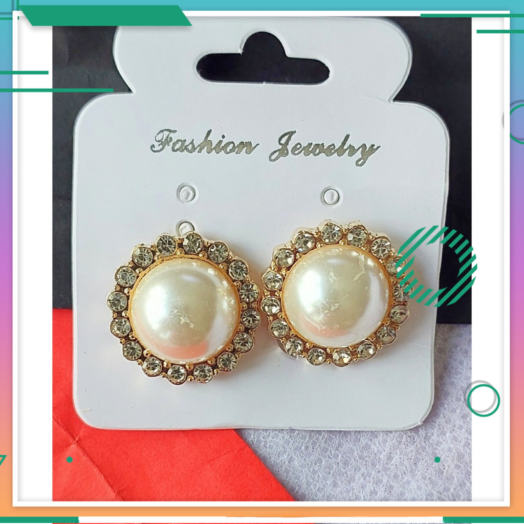 Anting Hijab Premium - Giwang Jepit Permata Zircon Bergaya Korea