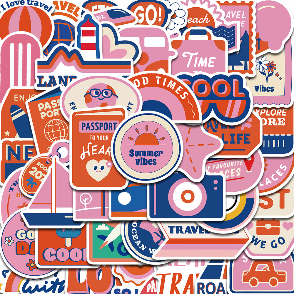 

50PCS Travel Stickers Stationary Nostalgia Laptop Luggage Card Aesthetic Creative DIY Gift Art Picture Gifts Coffee Sticker