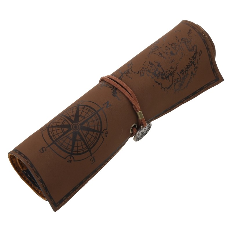 

for Creative Roll Up Leather Pencil Pirate Treasure Map Pen for Case for B