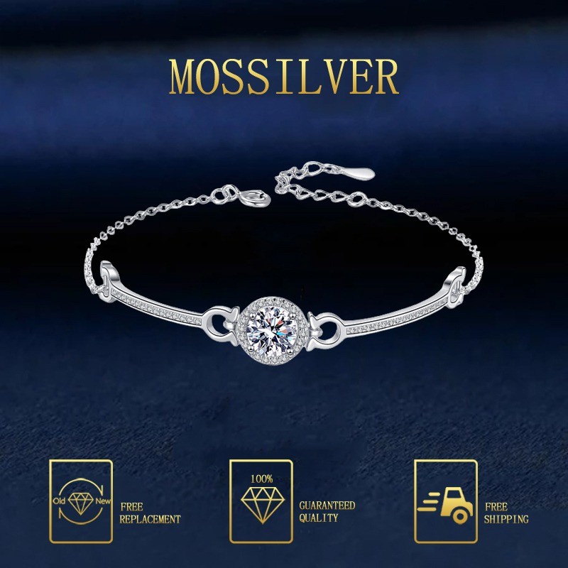 MOSSILVER Gelang zircon matahari kecil berlian penuh yang indah, sederhana, dan mewah