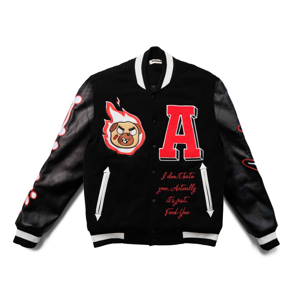 PUG YOU VARSITY JACKET // BLACK