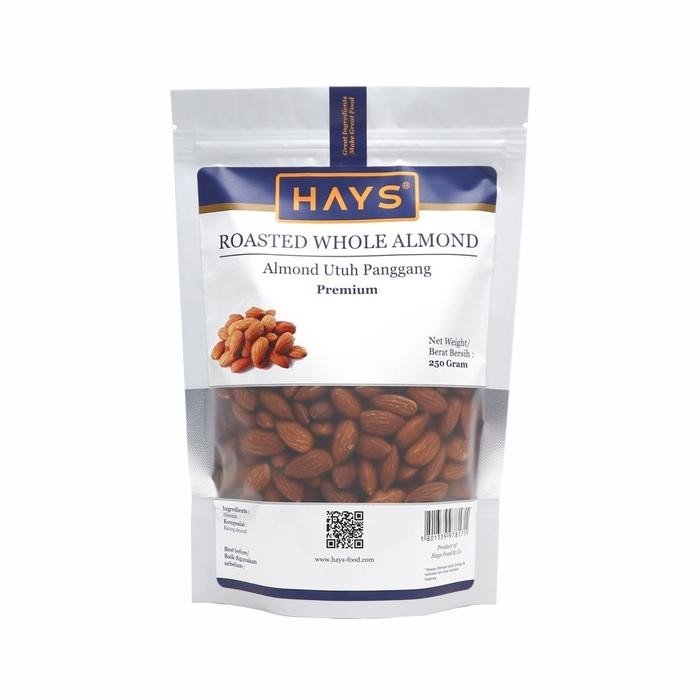 

f z e Kacang Almond Panggang Utuh 250 GRAM / Roasted Whole Almond 250 GRAM - HAYS - 250 GramNG