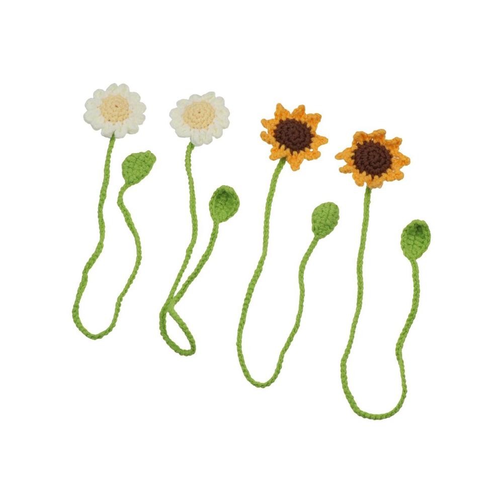 

INS Handmade Knitted Bookmark Unique Belt Floral Pendants Daisy Flower Page Marker Crochet Book Marker Perfect Gift