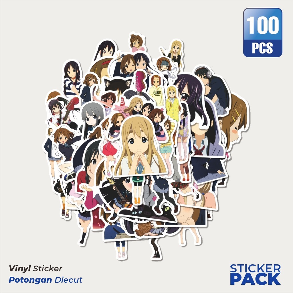 

100 PCS STIKER Anime K-On! Waterproof Aesthetic- Untuk Laptop, Motor, dan Helm - Paper Stationery Pack