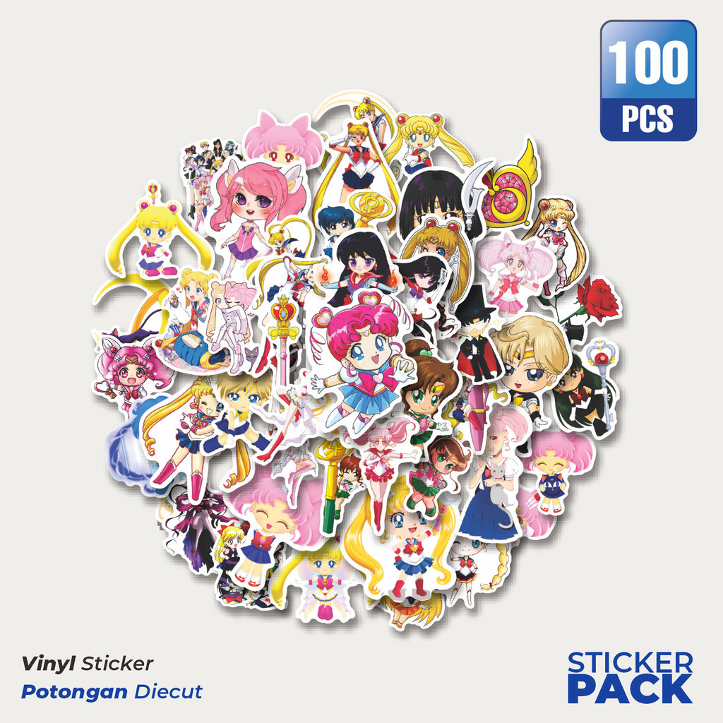 

Stiker Vinyl Sticker Anime Sailor Moon Waterproof Aesthetic- Untuk Laptop, Motor, dan Helm - Paper Stationery Pack