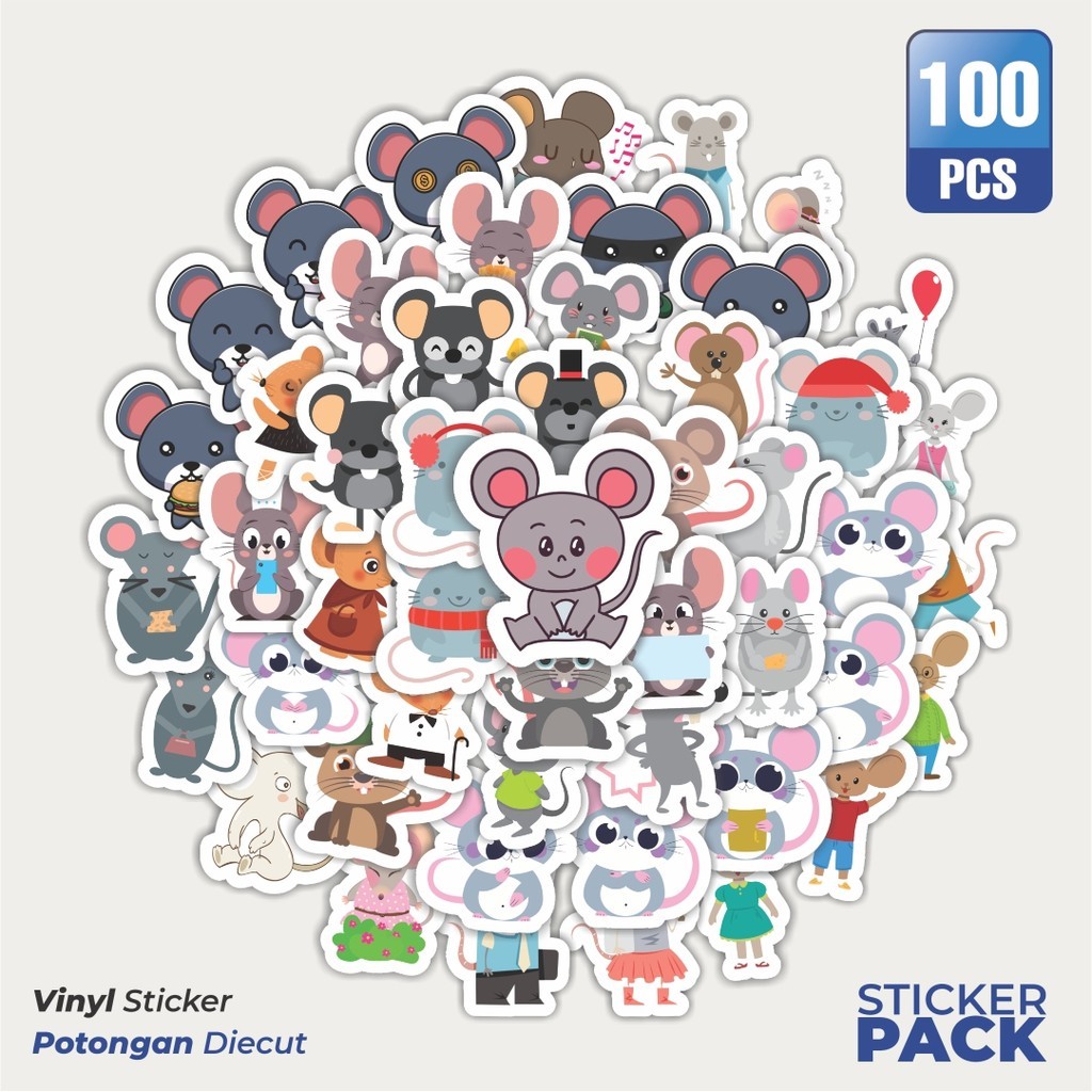 

Stiker Vinyl Hewan Tikus Waterproof Aesthetic- Untuk Laptop, Motor, dan Helm - Paper Stationery Pack