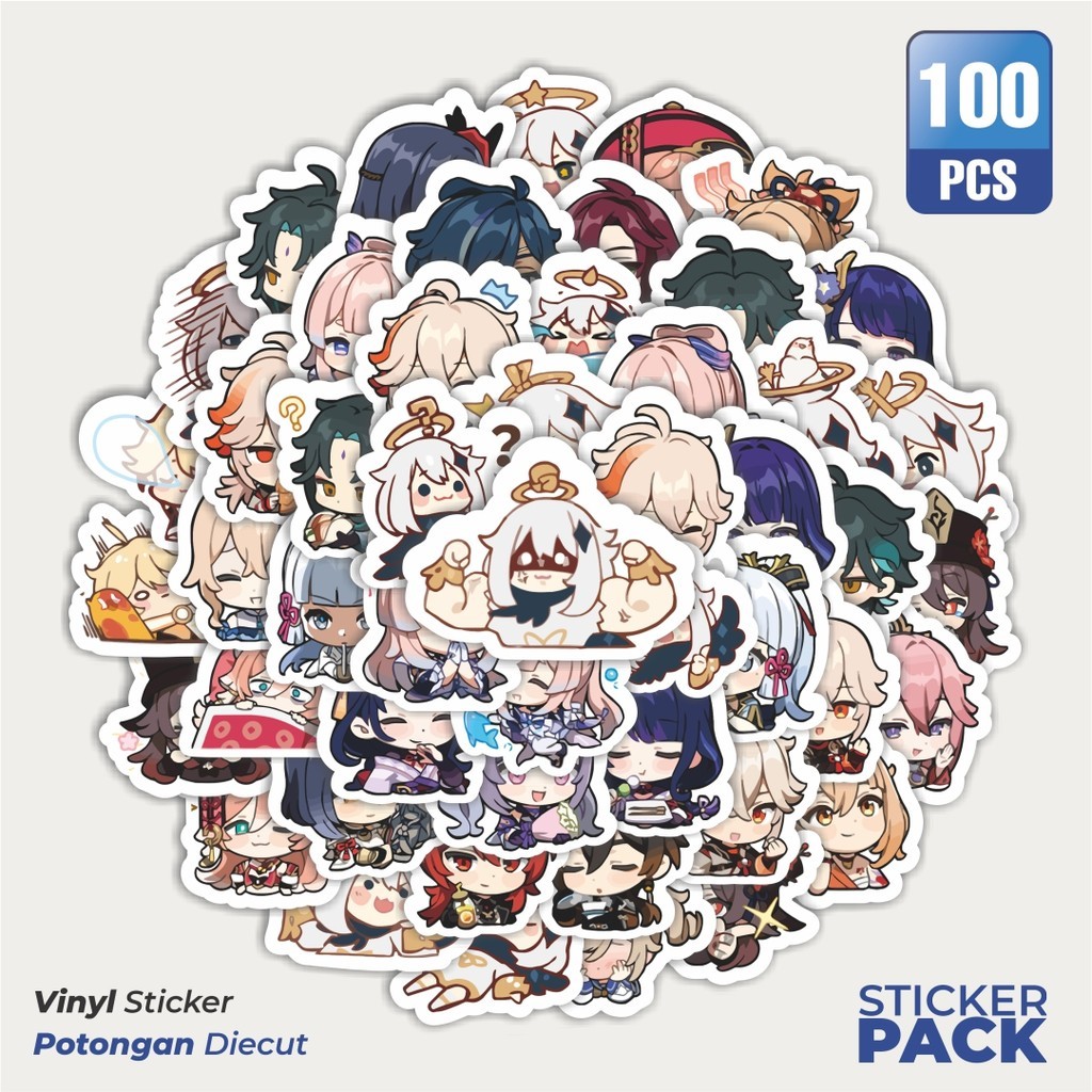 

100 PCS STIKER Sticker Anime Game Genshin Impact Sticker Waterproof Aesthetic- Untuk Laptop, Motor, dan Helm - Paper Stationery Pack