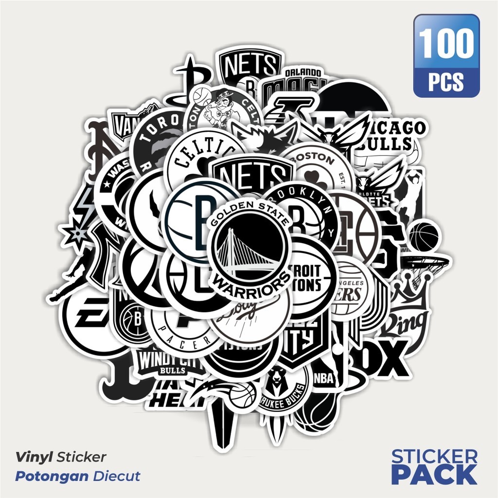 

MURAH 100 PCS Stiker Aesthetic Black And White Brand Distro Dekorasi Versi 1 Lucu Kreatif untuk Notebook, Skateboard, HP