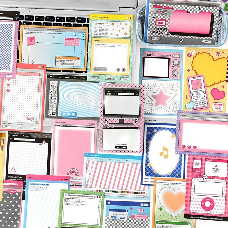 

100 Pages Cute Y2K Ancient Material Paper Handbook Scrapbooking DIY Stationery Non Sticky Notes Diary Collage Memo Pad