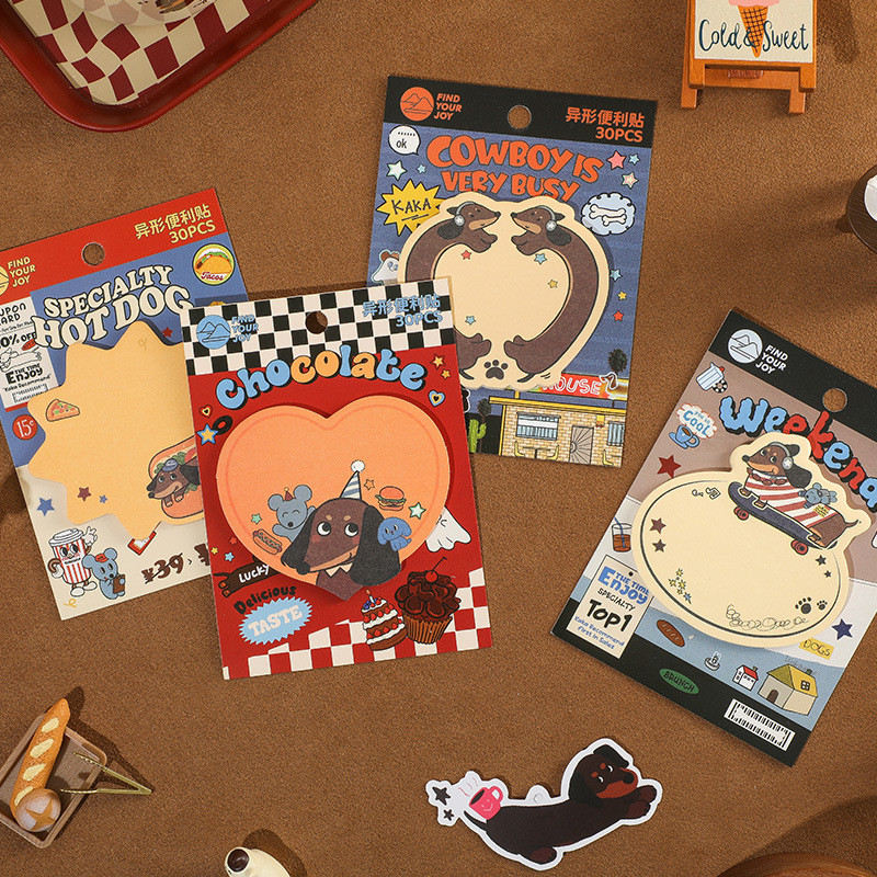 

Kawaii Dog Sticky Notes Cute Shape Sticky Pad Memo Pads Colorful Self-Sticky Note Pads Office School Supplies