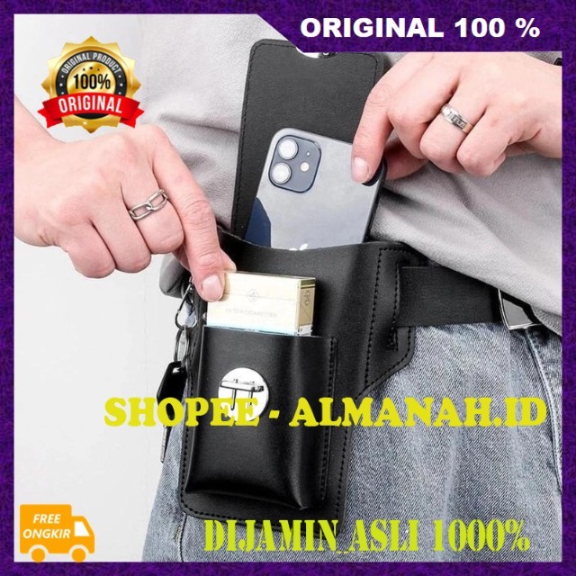 [BISA COD] Key Belt Pouch Tas Sabuk Pinggang Pria Tas HP Pinggang Pria Tas Ikat Pinggang Pria Tas Pi