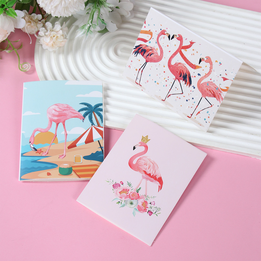 

12pcs Hawaiian Party Gift Card Flamingo Palm Leaves Postcard Greeting Card Tropical Hawaii Summer Beach Pool Party Decorations
