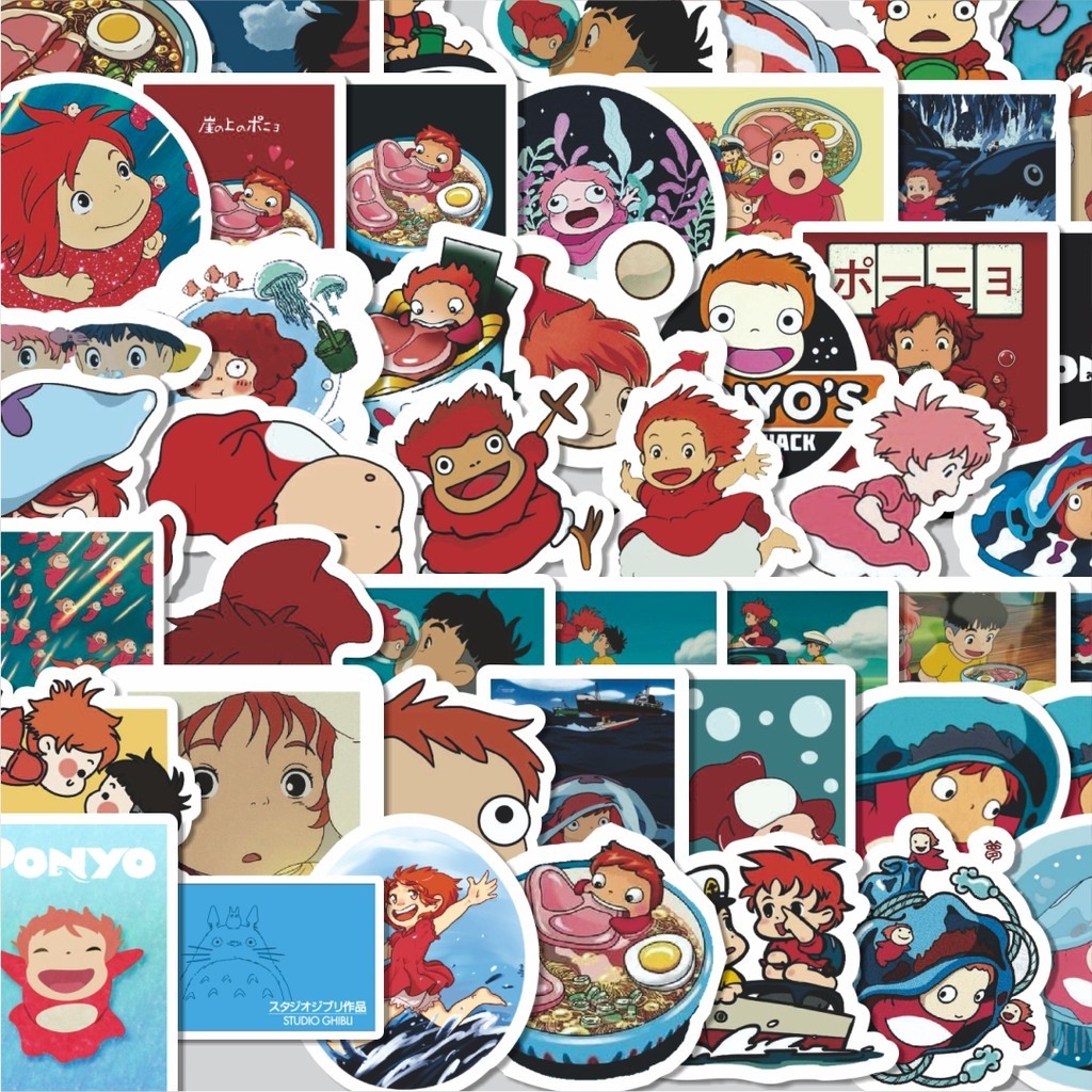 

Stiker Cutting Pack Stiker Anime Ghibli Ponyo V3 Isi 100Pcs Series Aesthetic Lucu Keren Untuk Koper Bahan Vynil