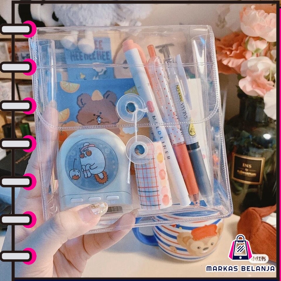 

HL0121 File Bag Transparan Pouch SerbaGuna Bahan Pvc Zipper File Ter S1151